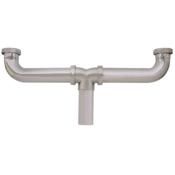 Jones Stephens 1-1/2in. x 16in. Chrome Plated Brass Slip Joint Center Outlet Waste 22 Gauge P38030 - main
